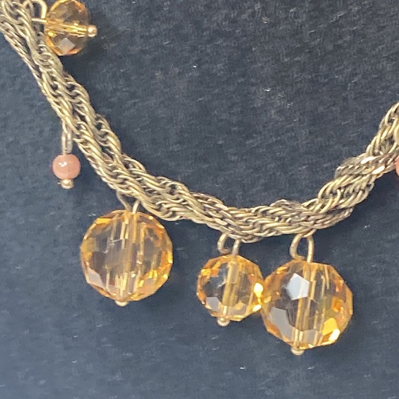 33" Long Talbots Dark Yellow Beaded and Hoop Chain Necklace - Picture 2 of 13